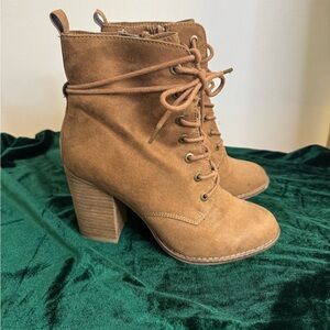 Aldo Brown Heeled Boots with Lace-Up Design
